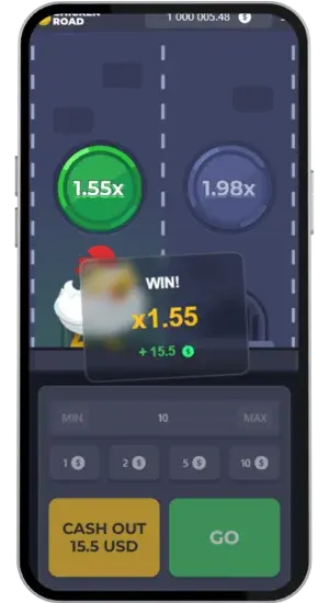Chicken Road vinstskarm med x1.55