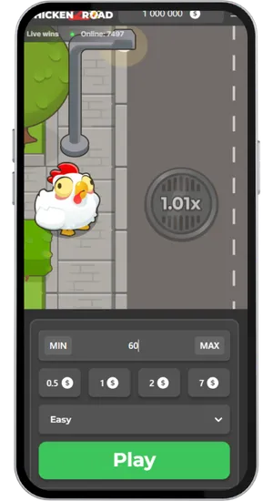 Panel ustawiania stawki w Chicken Road 2 z zakresem od 0,04 do 860 PLN